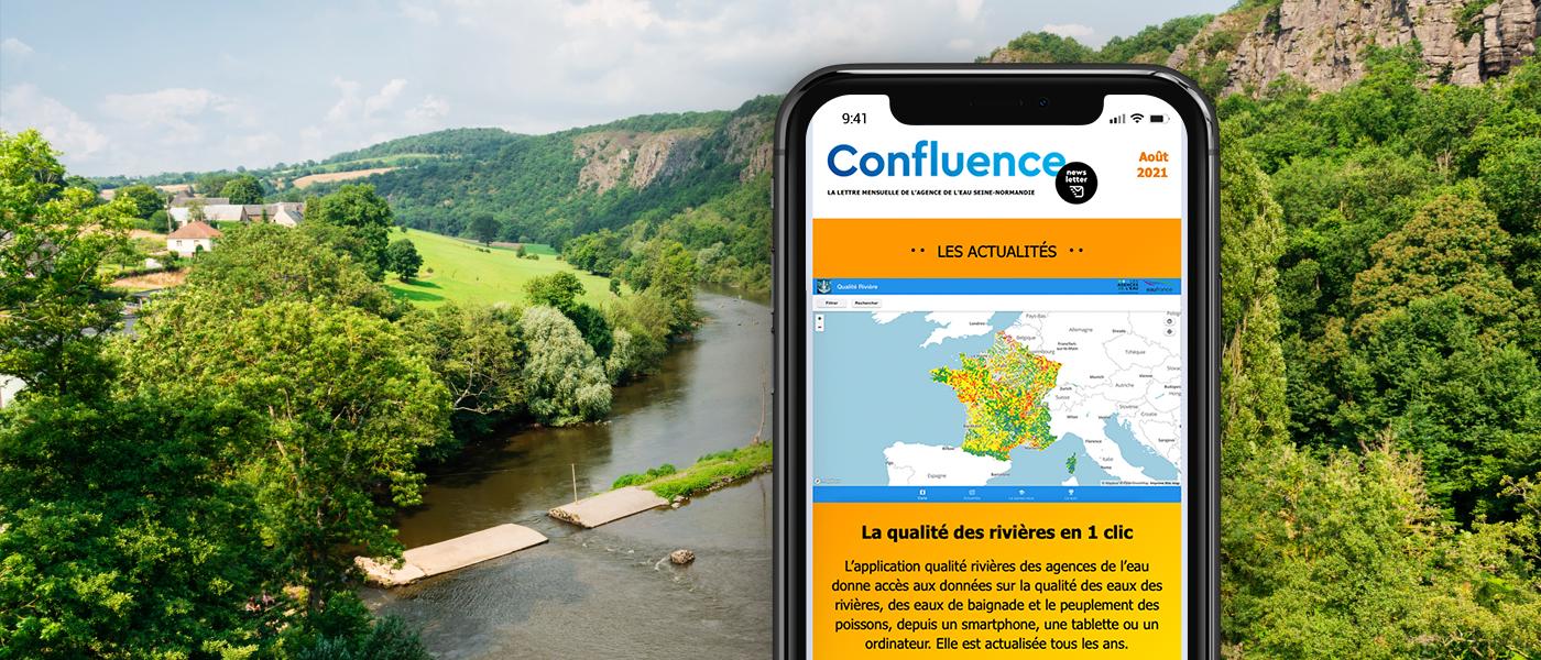 Sortie de Confluence Newsletter, la lettre mensuelle de l’Agence de l’Eau Seine-Normandie, juillet 2021