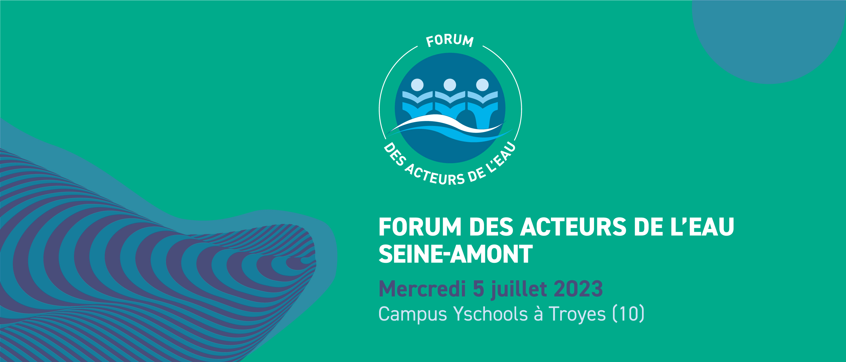 bandeau vert et bleu  avec logo forum des acteurs de l'eau 