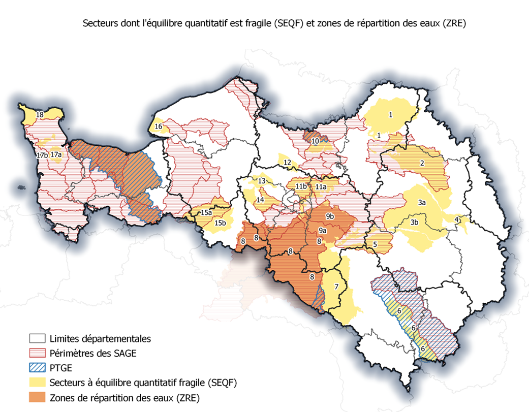 carte des SAGE du bassin Seine-Normandie