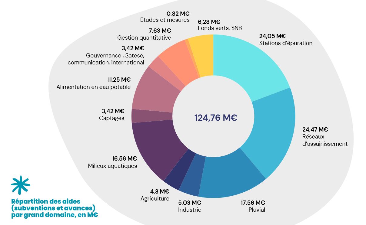 camembert de répartition des aides par grand domaine