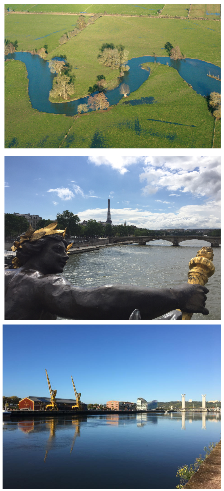 trois photos superposées de la Seine 
