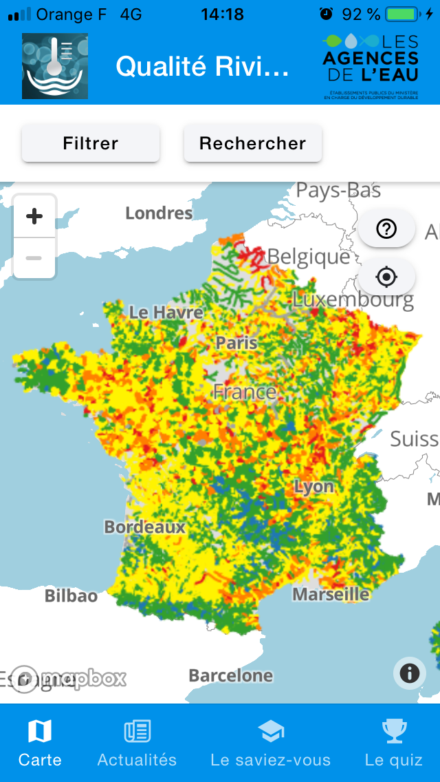 carte de france qualité des rivières